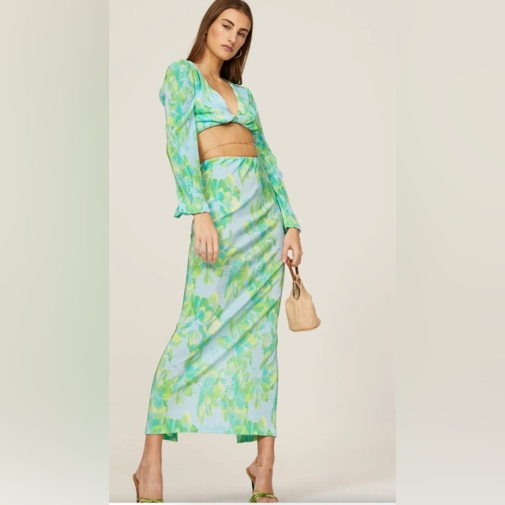 Third Form - 2 Piece Set. Blue & Green Floral Midi. New with Tags. NWT
